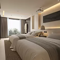 Modern Hotel Guest Room Featuring Twin Beds Large Windows Scenic View And Accent Lighting