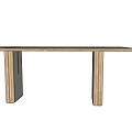Light Wood Dining Table with Minimalist Design Clean Lines and Two Stable Legs 3d model