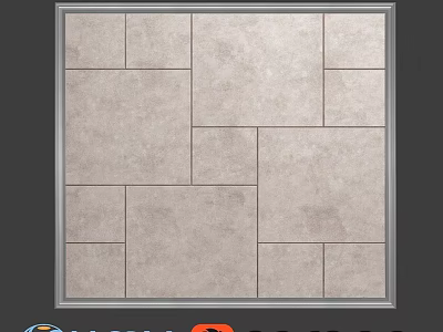 Gray Tile Component Panel With Mosaic Pattern Design For Wall Decoration And Modern Interiors 3d model