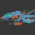Futuristic Sci Fi Vehicle With Blue And Orange Streamlined Design Multiple Engines 3d model