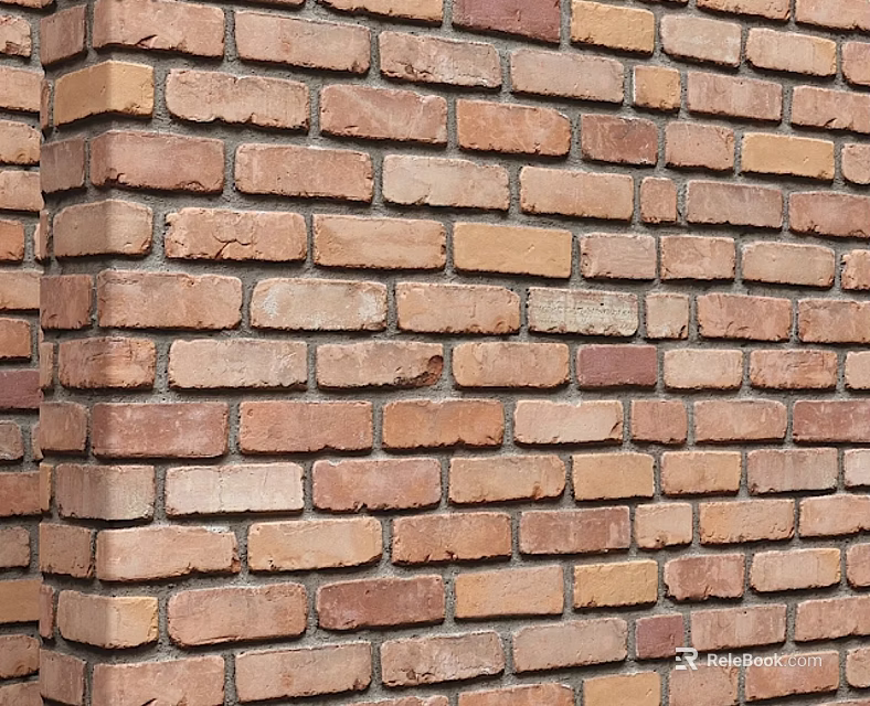 Rustic Red Brick Wall Construction With Natural Texture And Classic Design 3d model 