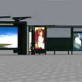 Modern Bus Station Shelter With Large Advertising Billboards And Surfing