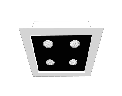 Square Recessed Ceiling Lighting Fixture With Four Modern Downlights 3d model