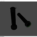 Household Black Flashlights Featuring Green Light Head Standing And Lying Position 3d model