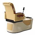 Beige Leather Pedicure Massage Chair With Wooden Armrests And Foot Basin