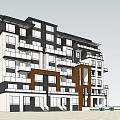 Modern Multi Storey Apartment Building with Glass Brown White Walls Multiple Balconies and Layered Design