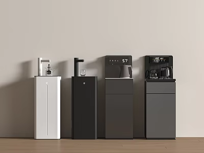Stylish Modern Kitchen Appliances With White Black Gray Vertical Design Against Wall 3d model