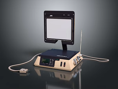 Desktop Control Console With Display Screen Antenna Multiple Ports And Connecting Cables 3d model