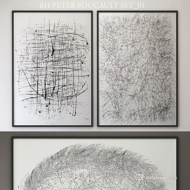 Modern Abstract Line Art Framed Prints For Home Living Room Decor 3d model 