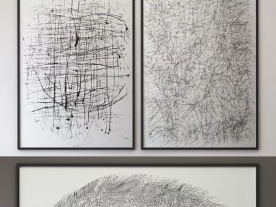 Modern Abstract Line Art Framed Prints For Home Living Room Decor 3d model