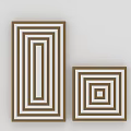 Rectangular and Square Brown Framed Wall Decor with White Concentric Patterns 3d model