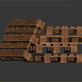 Stacked Wooden Pallets Made Of Natural Wood Material For Storage And Decorative Use