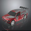 Red Nissan Racing Pickup Truck With 311 Number And Rear Spoiler Design