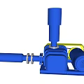 Blue Industrial Equipment With Vertical Cylinder Base Motor And Connecting Pipeline Structure