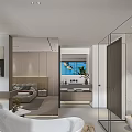 Modern Bathroom Interior With Freestanding Bathtub Glass Partition And Natural Light
