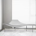 Modern Black Chaise Lounge in Minimalist Interior with Roller Blinds and Marble Floor