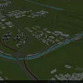 Aerial View Urban Planning With Road Network River Green Spaces And Buildings