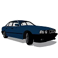 Blue Sedan Car With Classic Front Grille And Headlights Design 3d model
