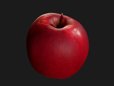 Fresh Red Apple With Shiny Surface And Stem On Dark Background 3d model