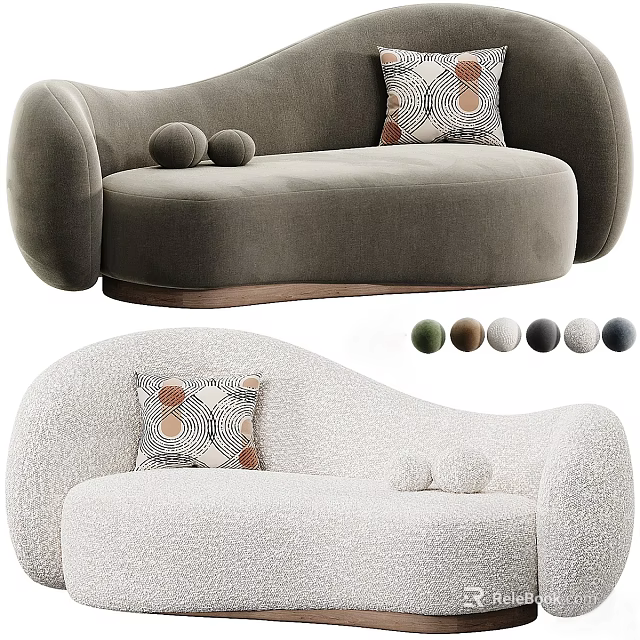 Modern Two Seater Sofa with Decorative Pillows and Multiple Color Options 3d model 