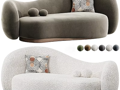 Modern Two Seater Sofa with Decorative Pillows and Multiple Color Options 3d model