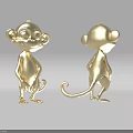 Two Detailed Golden Monkey Figurines Displaying Front And Back Views
