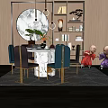 New Chinese Dining Table and Chair Combination Dining Table 3d model