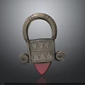 Decorative Metal Household Lock With Circular Handle Geometric Patterns And Pink Base