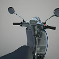 Modern Light Gray Scooter With Dark Blue Seat And Blue Accent Line Design