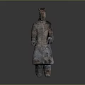 Ancient Chinese Terracotta Warrior Sculpture with Detailed Historical Carving and Armor Design