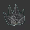 Blue Crystal Cluster Sculpture With Carved Glowing Symbols And Geometric Patterns