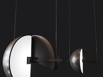 Modern Hemispherical Metal Pendant Lights With Illuminated Design And Hanging Structure 3d model