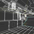 Industrial Platform Interior Featuring Numbered Signs Metal Floor And Staircase