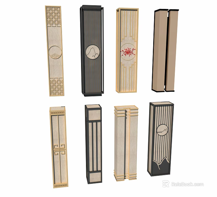 Various Wall Lamps With Different Decorative Patterns And Modern Design Styles 3d model