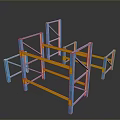 Colorful Metal Frame Structures With Interconnected Geometric Design And Reflective Surfaces 3d model