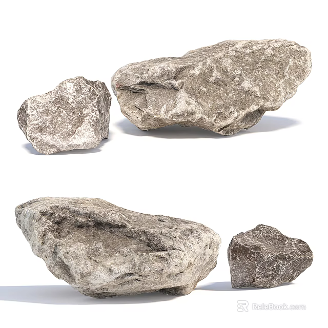 Natural Stone and Wood Pieces in Different Sizes for Home Decor Projects 3d model 