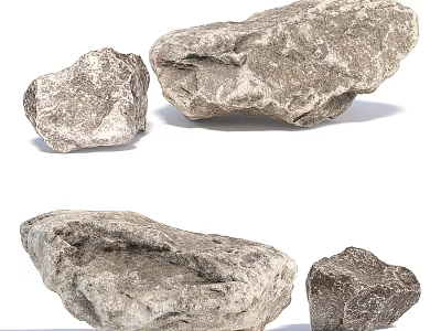 Natural Stone and Wood Pieces in Different Sizes for Home Decor Projects 3d model