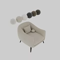 Plush Cream Colored Single Sofa With Accent Pillow Small Round Cushion And Black Wooden Legs