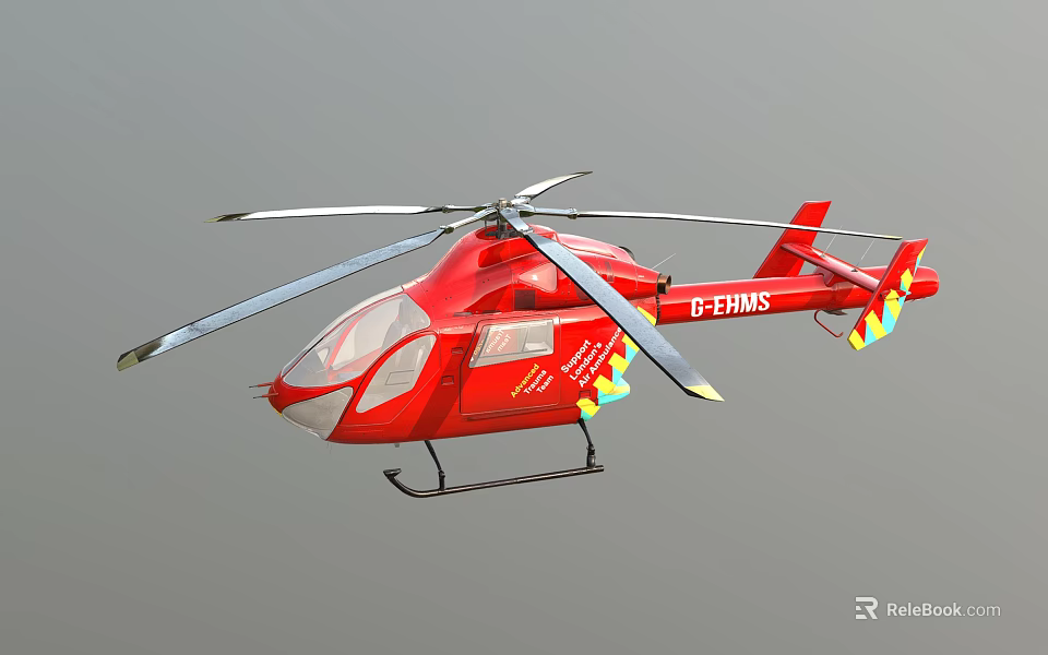 Sleek Red Helicopter B731MS with Rotor Blades and Aerial Vehicle Design 3d model 