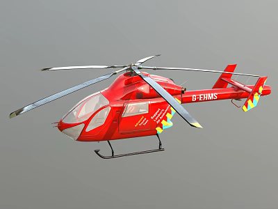 Sleek Red Helicopter B731MS with Rotor Blades and Aerial Vehicle Design 3d model