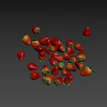 Fresh Ripe Strawberries Scattered on White Background Looking Juicy and Delicious