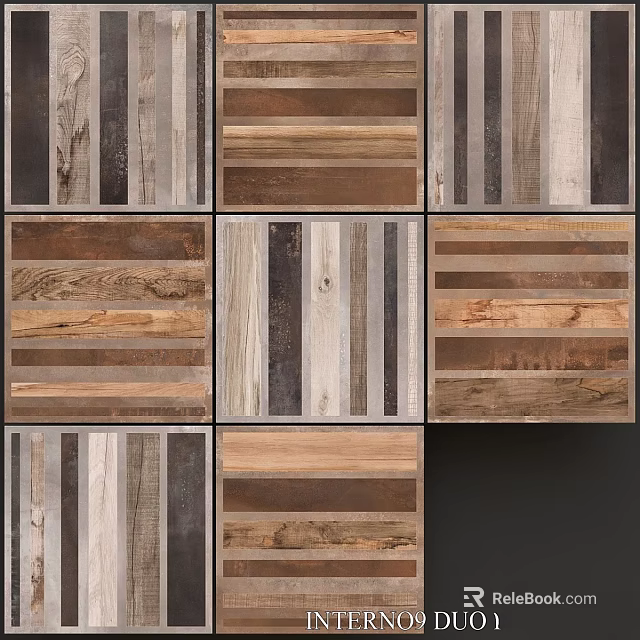 Wooden Component Panels With Various Wood Grain Patterns And Color Tones 3d model 