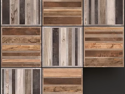 Wooden Component Panels With Various Wood Grain Patterns And Color Tones 3d model
