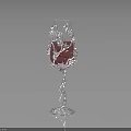 Decorative Wine Glass With Intricate Patterns And Red Liquid In Transparent Base