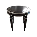 Elegant Black Round Stool With Silver Trim And Three Curved Legs Design 3d model