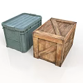 Practical Plastic Storage Box and Wooden Crate for Home Storage Solutions