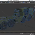 Large Green Military Truck With Multiple Wheels Ladder And Equipment