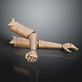Golden Mechanical Robot Arm Design With Metallic Finish And Black Background Reflection 3d model