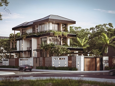 Modern Townhouse Villa Exterior 3d model