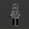Futuristic Metallic Weapon Design With Mechanical Grip And Barrel Structure
